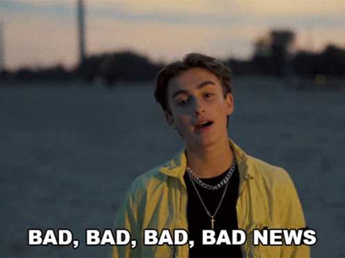 Young Man in Yellow Jacket Saying Bad Bad Bad Bad News