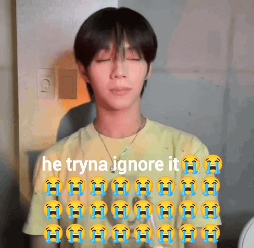 Young Man in Yellow Shirt Crying He Tryna Ignore It
