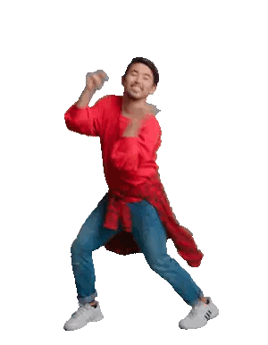 Young Man Jumping in Red Shirt