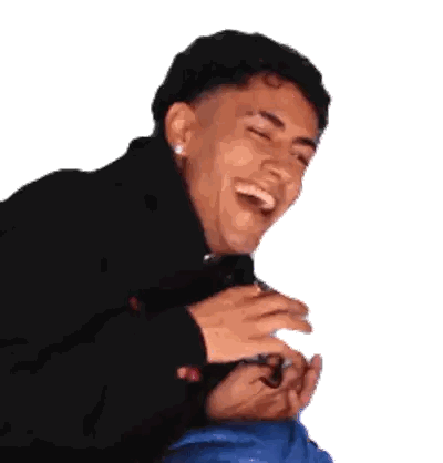 Young Man Laughing with Eyes Closed