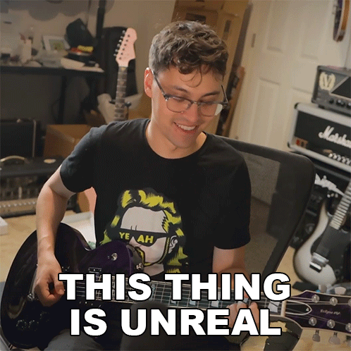 Young Man Playing Guitar Saying This Thing Is Unreal GIF