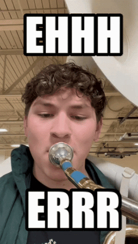 Young Man Playing Trumpet Ehhh Errr