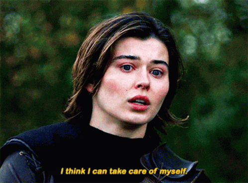 Young Man Says I Think I Can Take Care of Myself in Yellow Letters