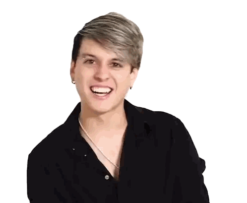 Young Man Smiling in Black Shirt