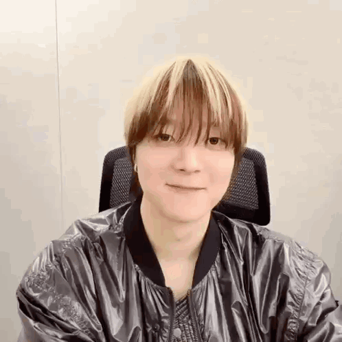 Young Man Smiling In Bomber Jacket GIF