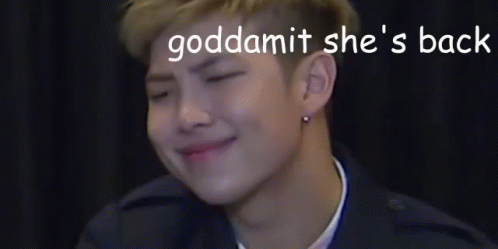 Young Man Smiling With Words Goddammit She's Back