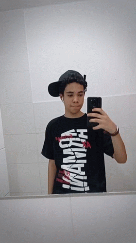 Young Man Taking Selfie in Anarchy T-Shirt