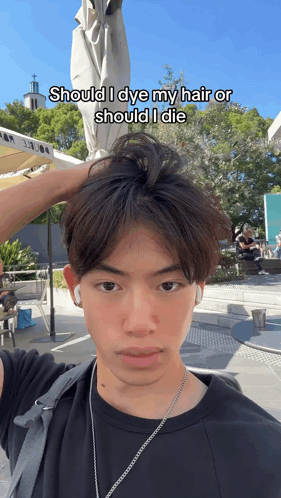 Young Man Taking Selfie Should I Dye My Hair Or Should I Die