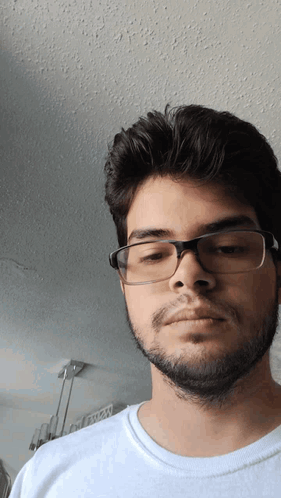 Young Man Wearing Glasses And White Shirt GIF