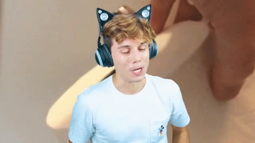 Young Man With Cat Ear Headphones