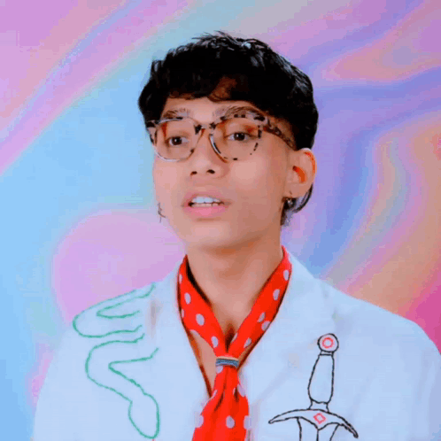 Young Man With Glasses And Red Scarf Says You Left Me GIF