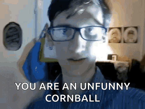 Young Man With Glasses Says Unfunny Cornball