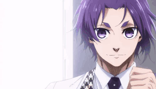 Young Man with Purple Hair and White Shirt and Tie