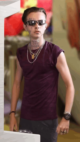 Young Man With Sunglasses And Face Tattoo I M Not Here GIF