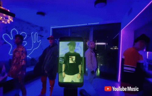 Young Men Dancing In Front Of YouTube Music Ad GIF