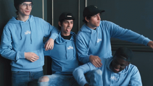 Young Men in Light Blue Hoodies with NYC