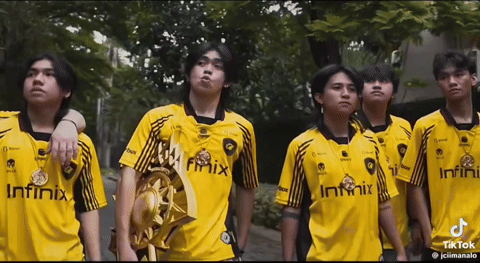 Young Men In Yellow Jerseys Holding Trophy GIF