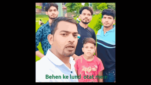 Young Men Posing With Caption Behen Ke Lund Otal Mein