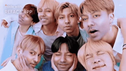 Young Men Posing With Reface App Faces GIF