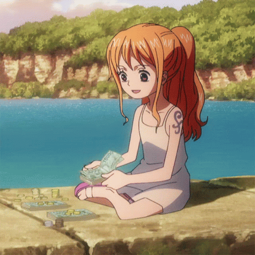 Young One Piece Nami Counting Money GIF