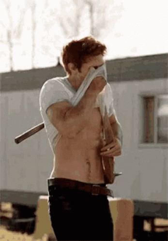 Young Plumber Flexing His Abs GIF