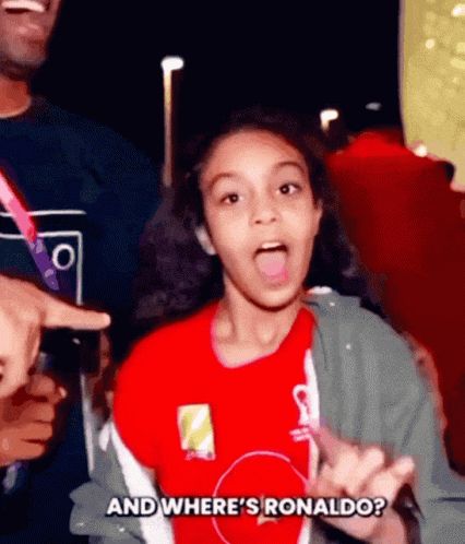 Young Red Shirt Girl Asking Where's Ronaldo?