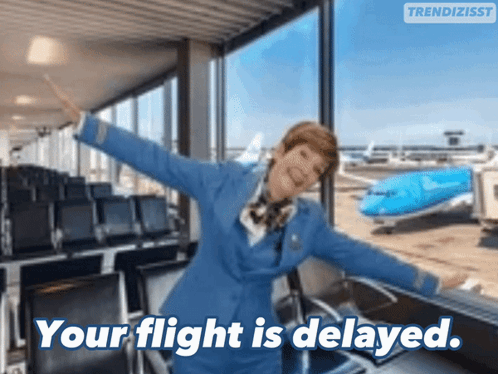 Your Flight Is Delay Flight Attendant GIF
