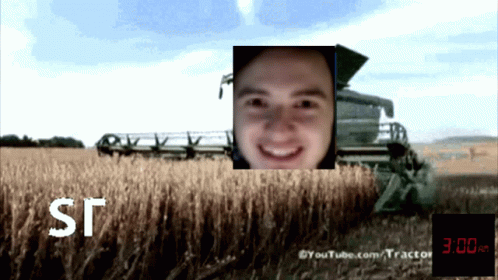 YouTube Ad for Combine Harvester With Man in Field