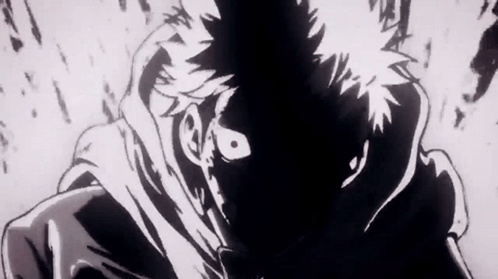 Yuji Itadori Anime Rage Black And White GIF