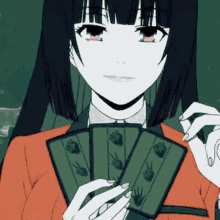 Yumeko Holding Cards GIF