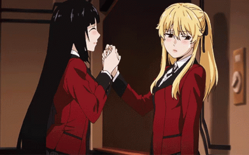 Yumeko Jabami Hugging Mary Saotome GIF