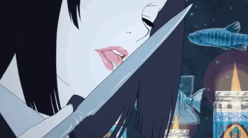 Yumeko Jabami Licking Knife GIF