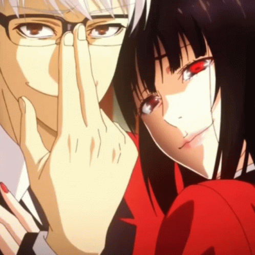 Yumeko Jabami With Kaede Manyuda Holding His Glasses GIF