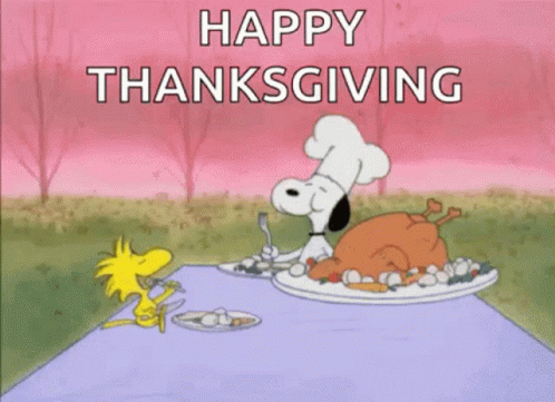 Yummy Food Happy Thanksgiving Snoopy And Woodstock GIF