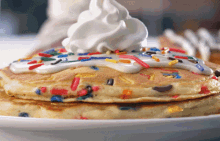 Yummy Pancakes Whipped Cream Sprinkles GIF