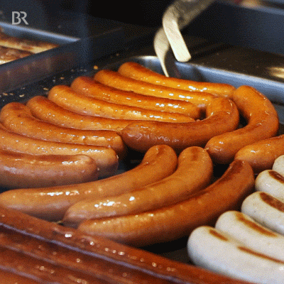 Yummy Sausage Cooking In Grill GIF