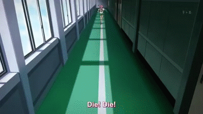 Yuno Gasai Anime Running Everyone Die GIF