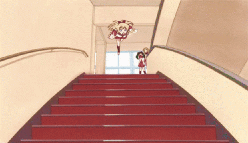 Yuru Yuri Kyoko Toshino Falling Down Stairs GIF
