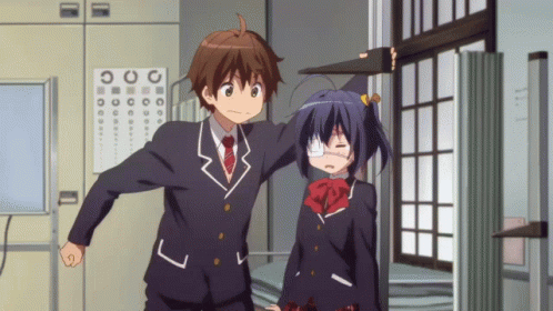Yuuta Measures Rikka's Height GIF