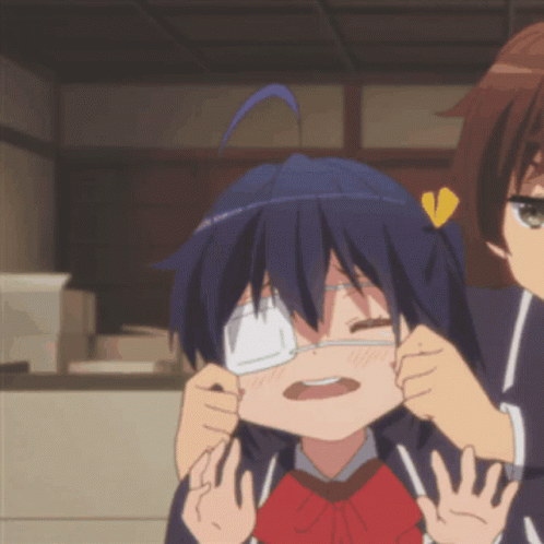 Yuuta Pinches Rikka's Cute Face GIF