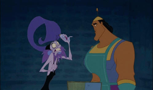 Yzma Throws A Small Bottle On Kronk GIF