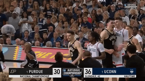 Zach Edey Screaming National Championship Game GIF