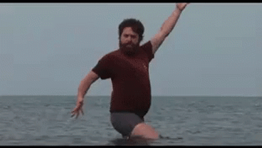 Zach Galifianakis Hilarious Beach Pose GIF