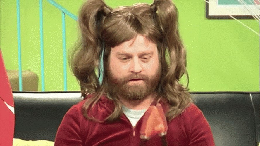 Zach Galifianakis Pony Tails GIF