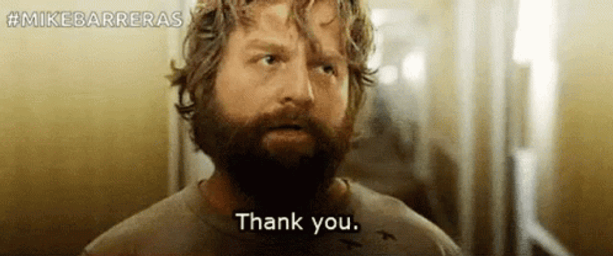 Zach Galifianakis Thank You GIF