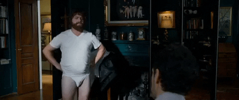 Zach Galifianakis Wearing Brief Looking For Mr Chow GIF