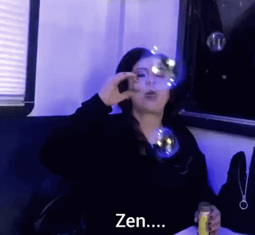 Zen Blowing Bubbles Lady Meditation GIF