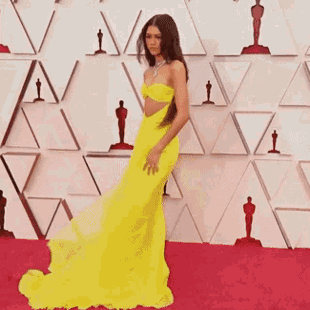 Zendaya In Yellow Dress GIF