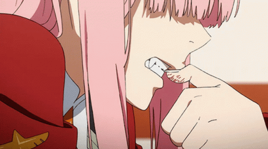 Zero Two Nail Biter GIF