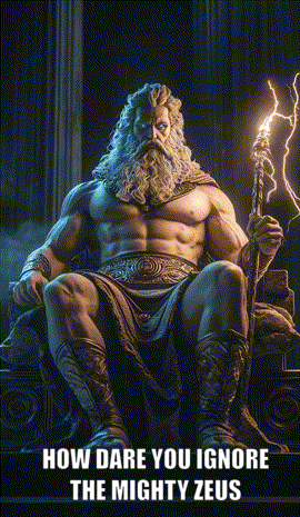 Zeus Holding Torch How Dare You Ignore Mighty Zeus
